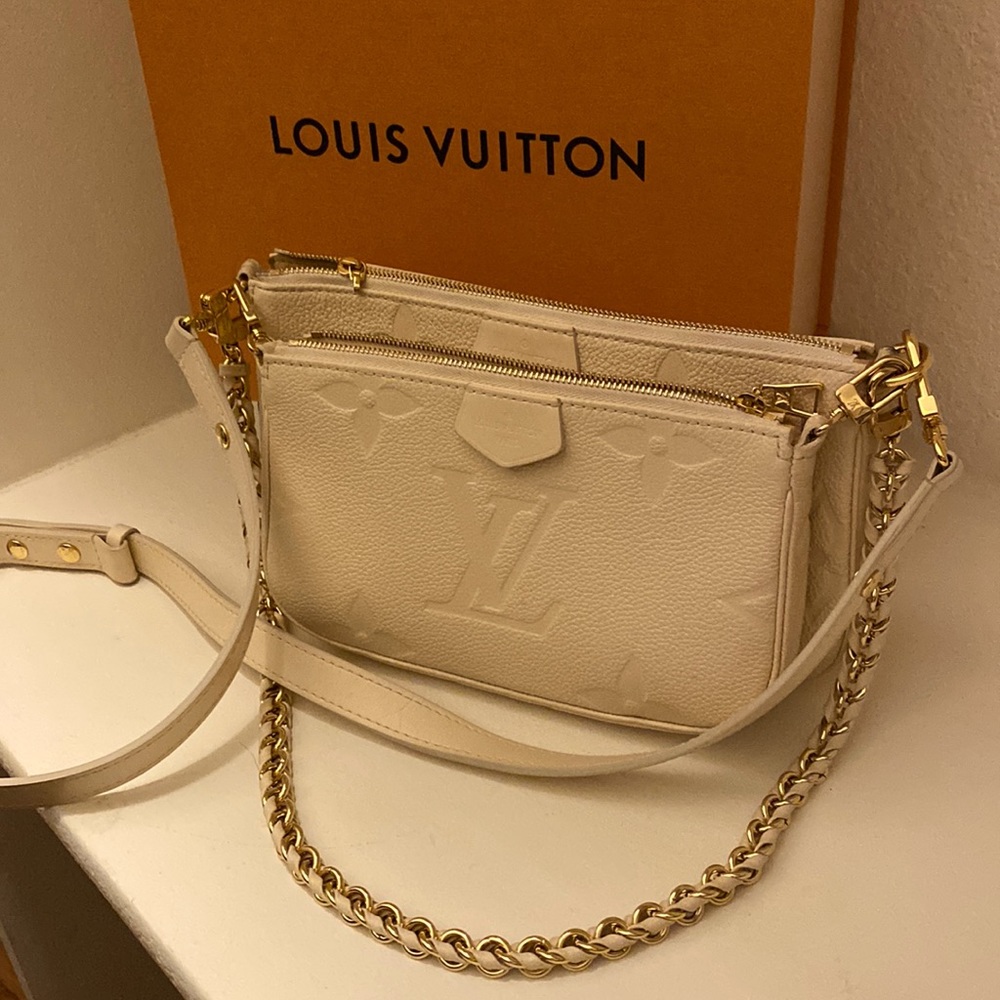 Multi Pochette Louis Vuitton Beige Leather Crossbody Bag Gold Hardware